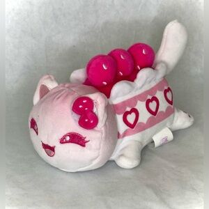Aphmau Plush Kitty Cat Toy Accented In Light Pink With Dark Pink Hearts